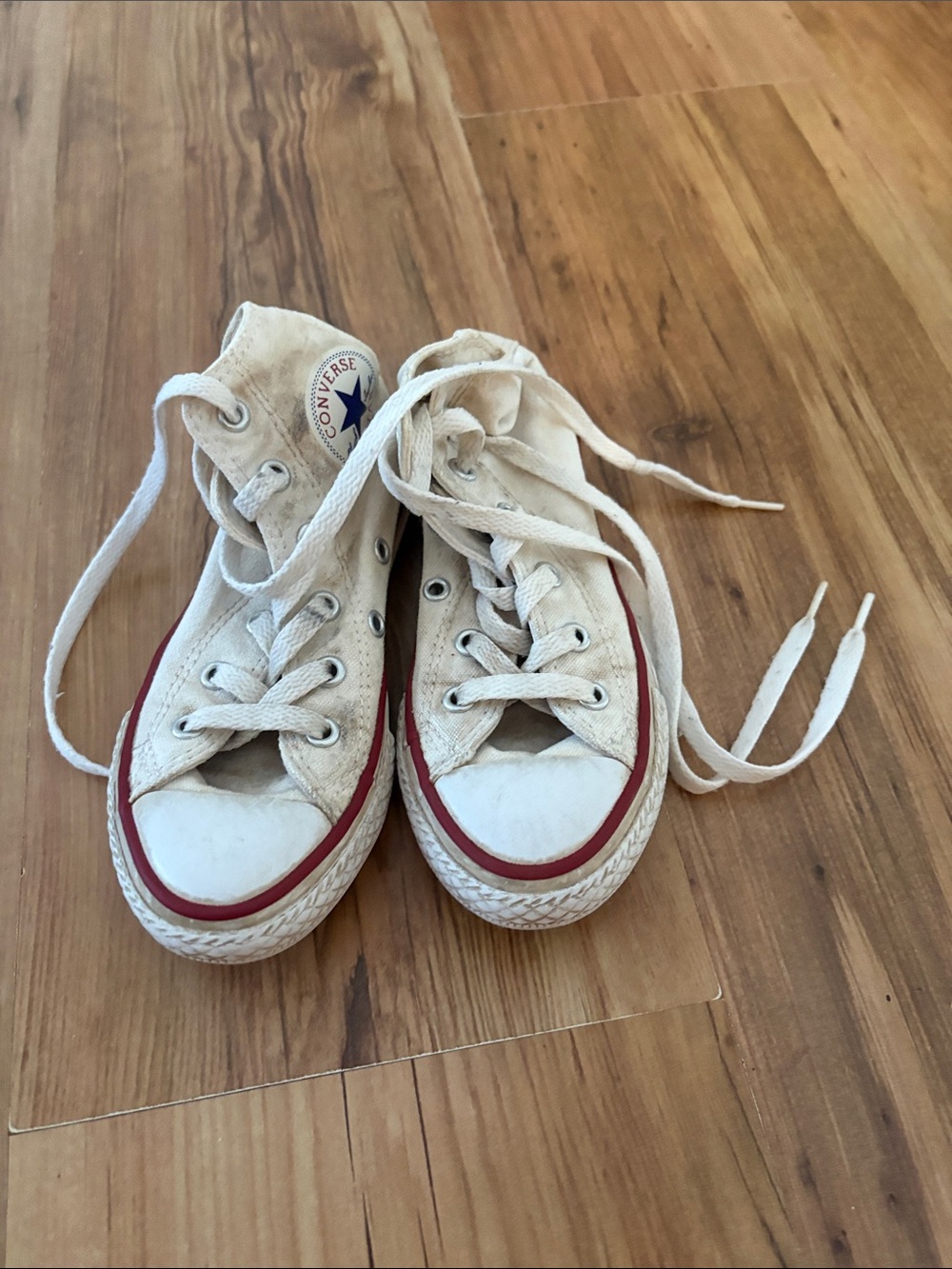 Converse Kids Cream High-Top Sneakers with Red Trim size 11